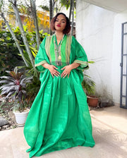Elégant Boubou Vert Broder Or