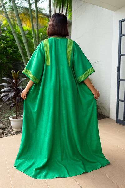 Elégant Boubou Vert Broder Or