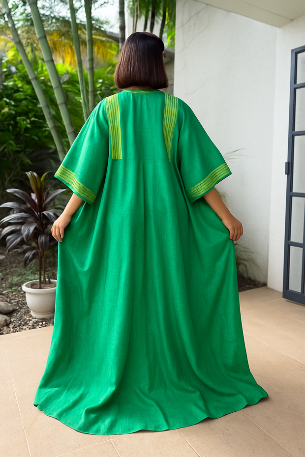 Elégant Boubou Vert Broder Or